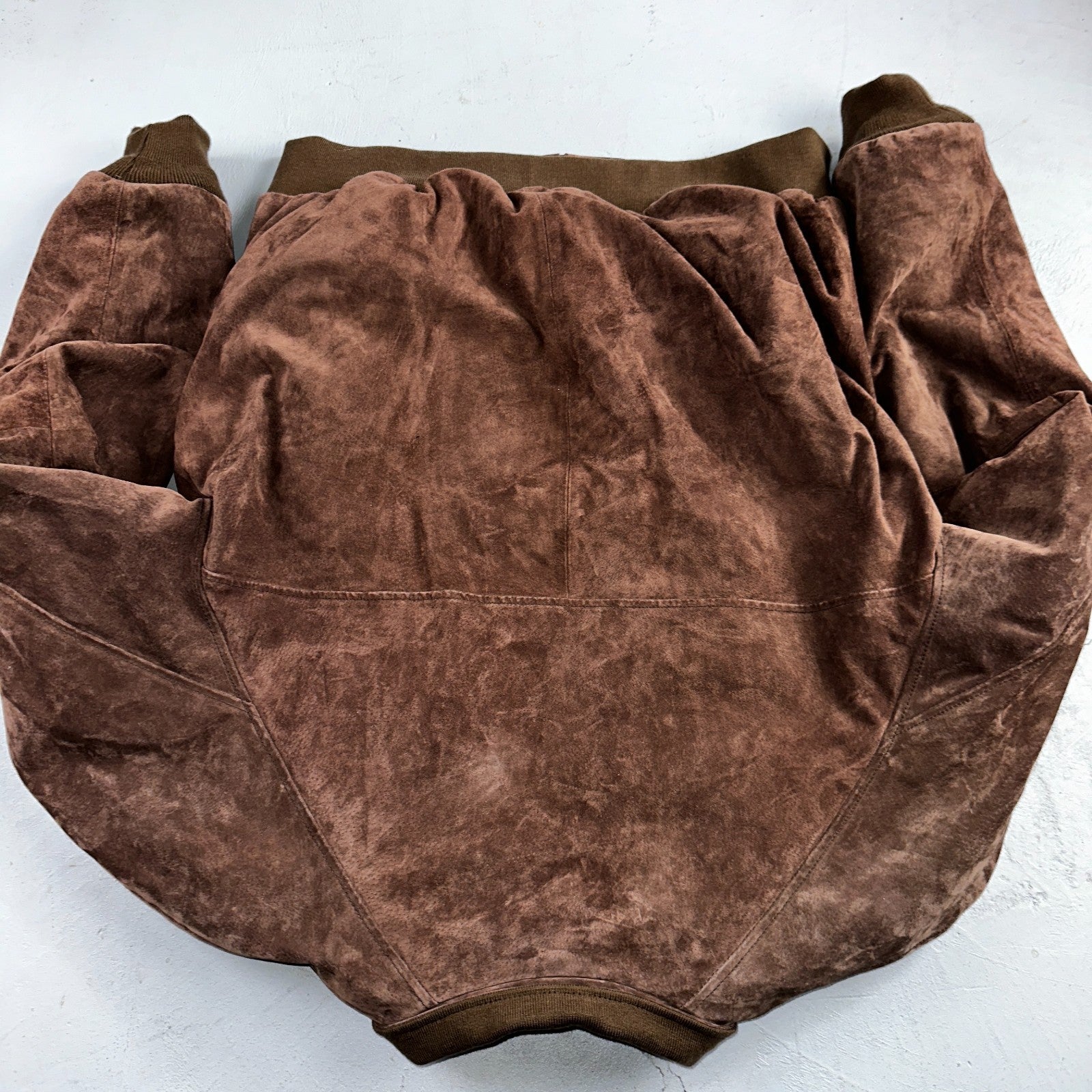 Vintage 90s Suede Leather Brown Bomber Jacket XL Retro Aviator Landing Leather