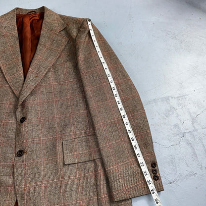 VTG Mens 3 PC Suit 42 Jacket Coat Pants Vest Plaid Rockabilly 70s 1970s Brown