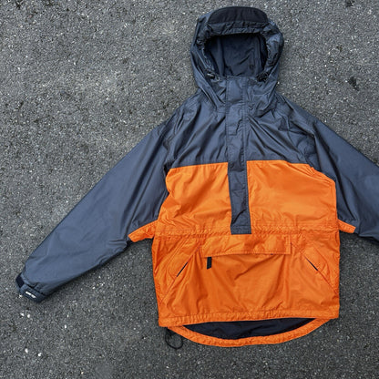 REI VTG Gore-Tex Orange GTX Shell Paclite Waterproof Jacket Mens Medium Black