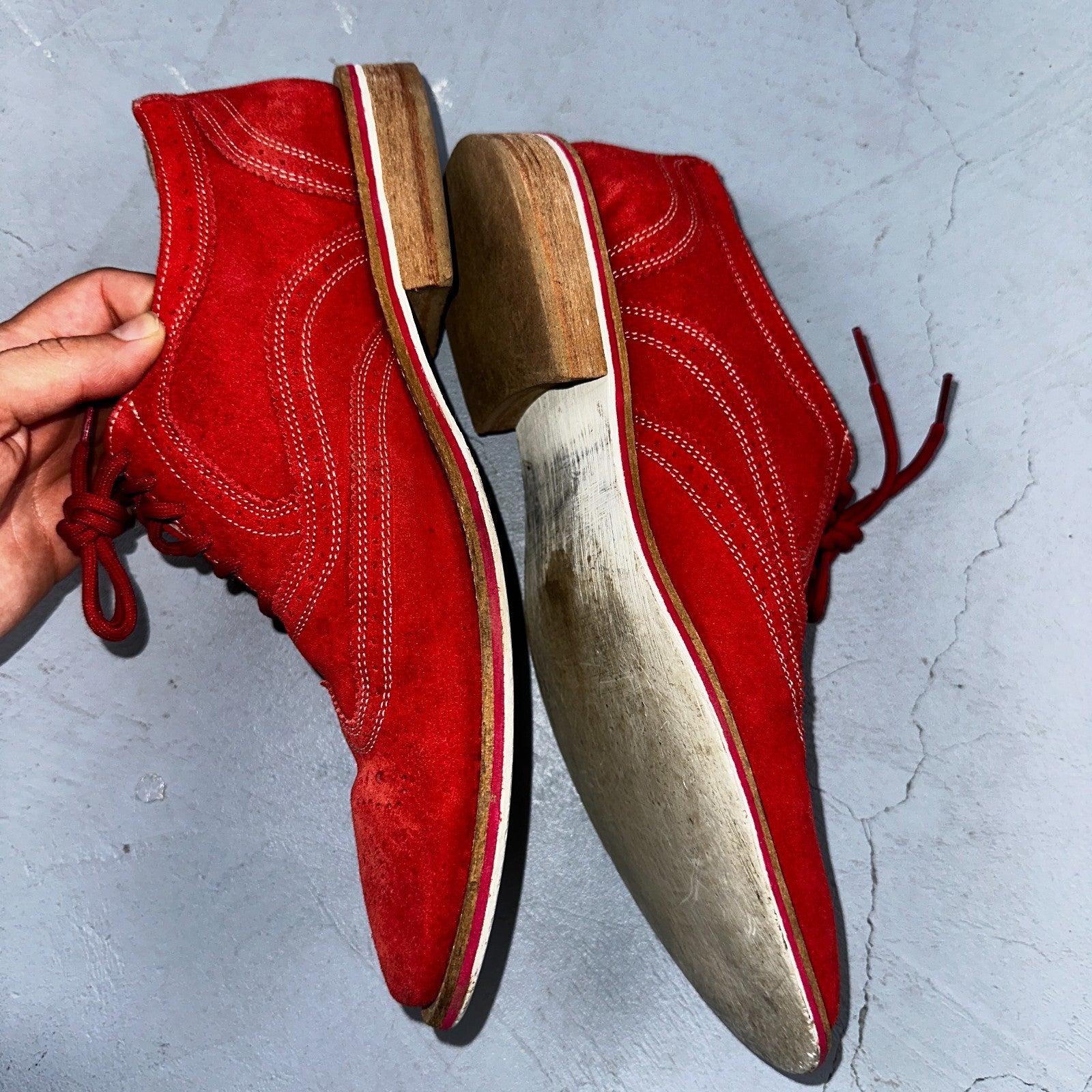 Giorgio Brutini Men's Oxford Suede Wing Tip Red Dress Shoes Men's 9 Nice