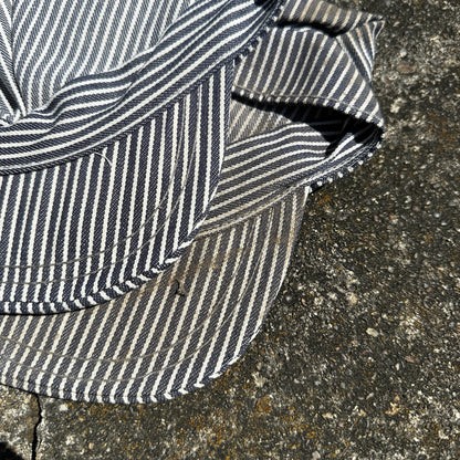 Railroad Engineer Striped Conductor Hat Cap Blue White Trucker 7 3/8 Rockabilly