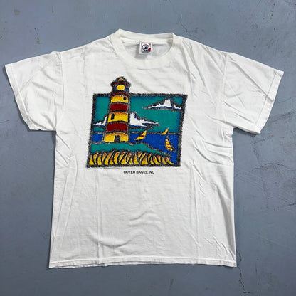 Outer Banks North Carolina VTG T Shirt Sailing Ocean Beach Light House Cute Fun