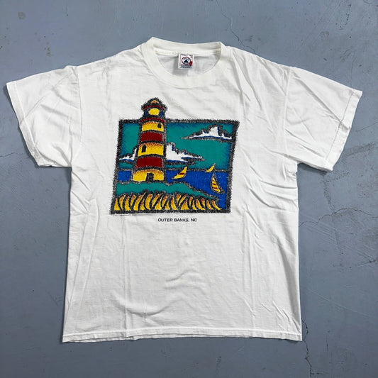 Outer Banks North Carolina VTG T Shirt Sailing Ocean Beach Light House Cute Fun