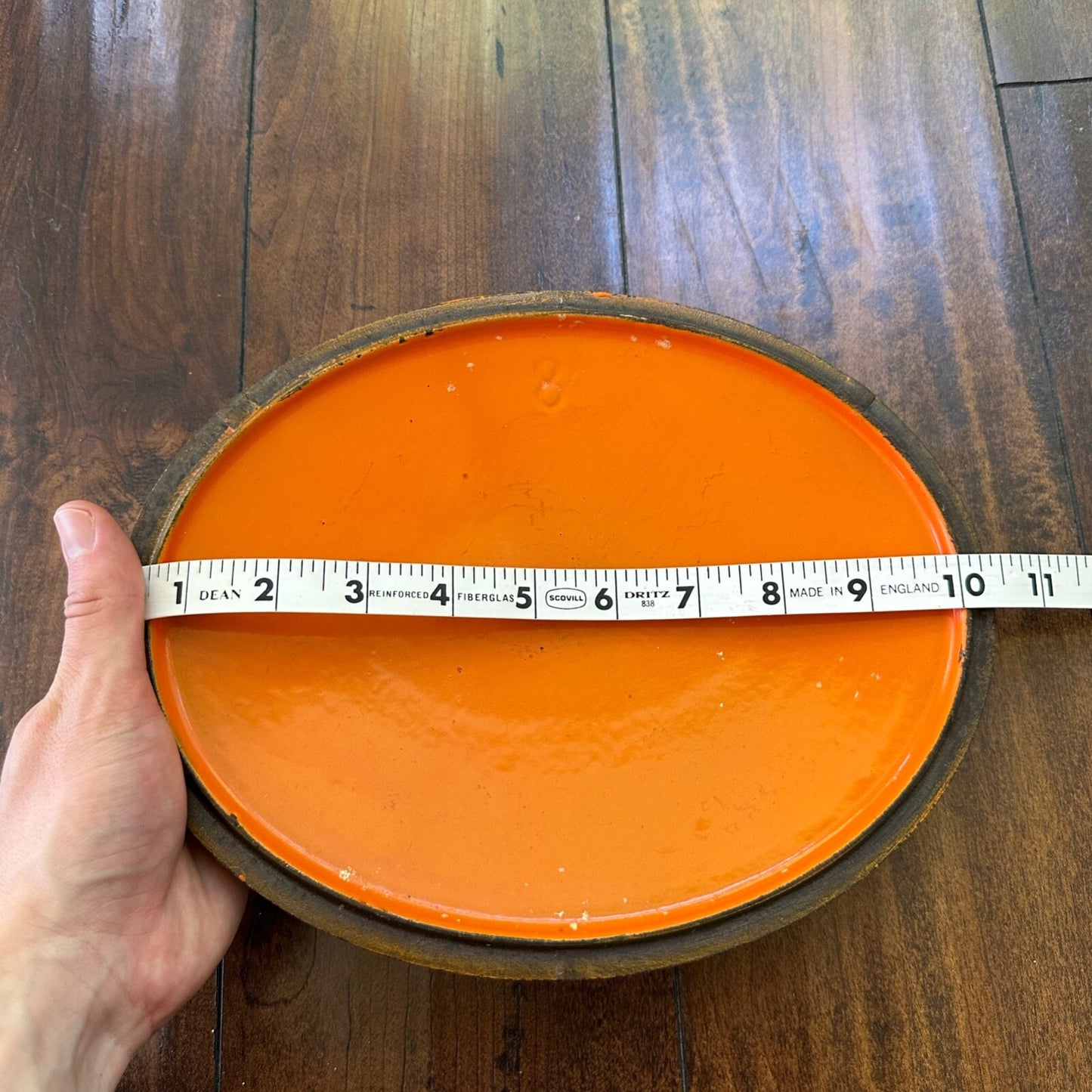 Le Creuset #B Oval Dutch Oven Lid Only France Enamel Pot Orange Flame VTG 1960s