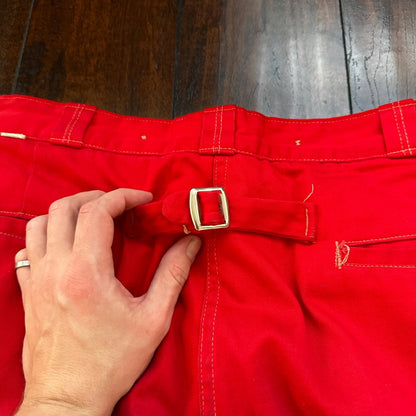 VTG Buckleback Red Layer Pants Mens Red Quilted Rockabilly 60s 70s Winter