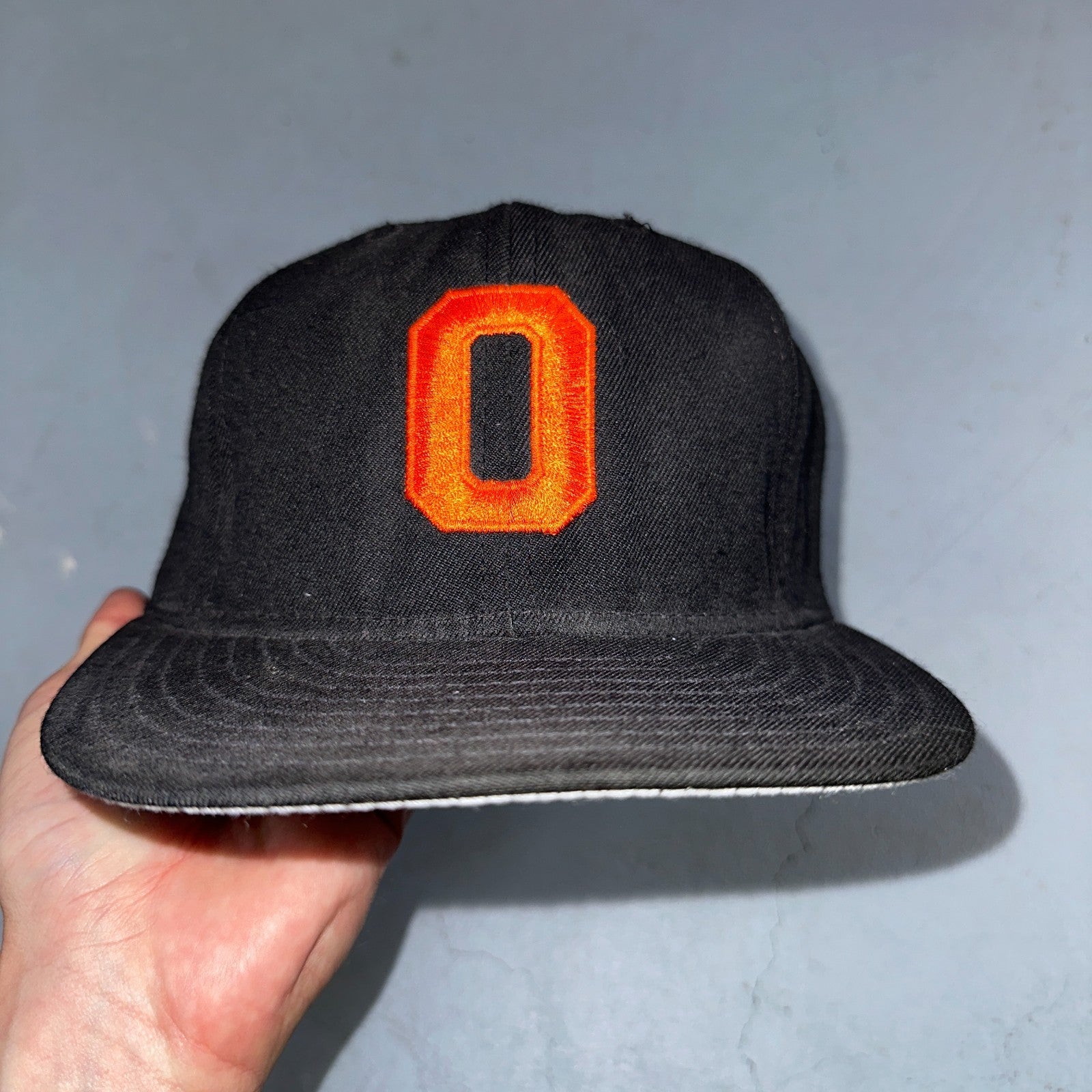 VTG Oregon State Beavers Hat Black Orange Fitted 7 3/8 USA Made OSU Classic Cap
