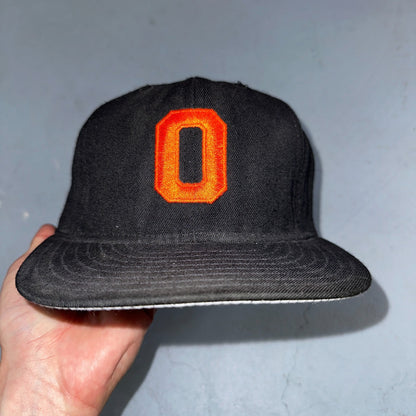 VTG Oregon State Beavers Hat Black Orange Fitted 7 3/8 USA Made OSU Classic Cap