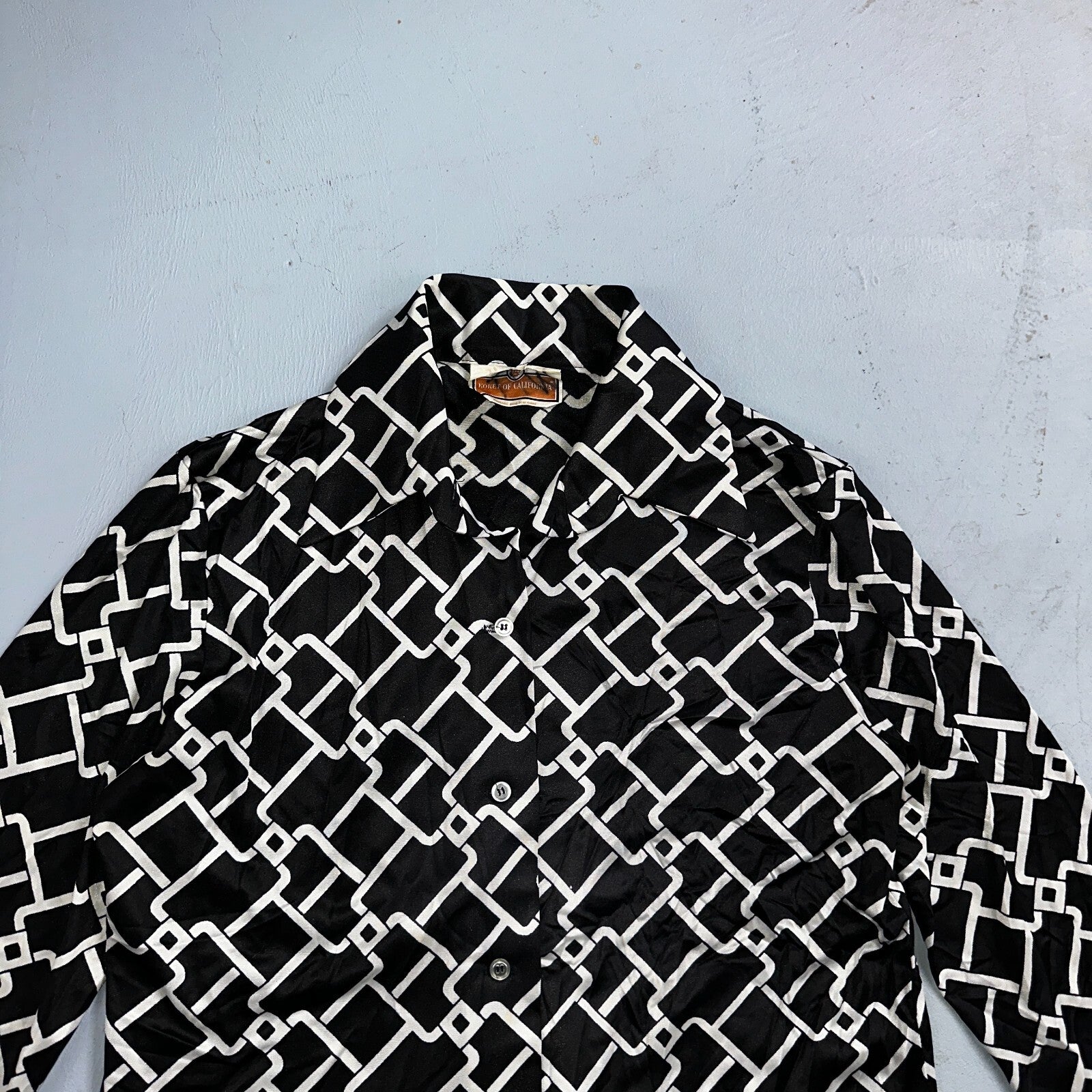 Koret of California Sz 16 Vintage Button Shirt Jacket Collar 70s Rockabilly 60s