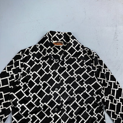 Koret of California Sz 16 Vintage Button Shirt Jacket Collar 70s Rockabilly 60s