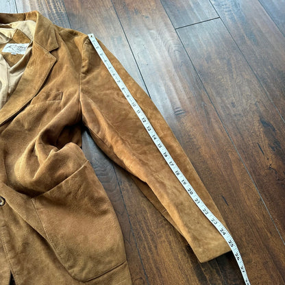 Remy Vintage Brown Suede Leather Jacket Blazer 42 80s 70s Winter Cool Rockabilly