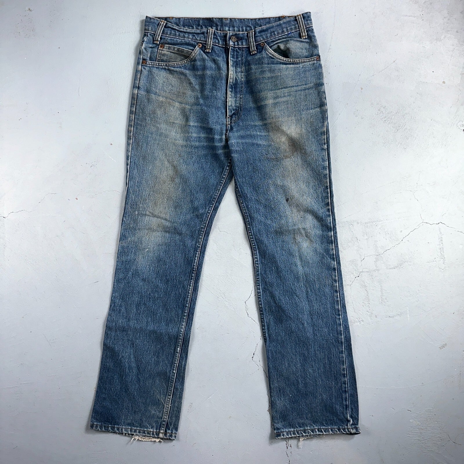 Levis 517 Vintage 90s Canada Orange Tab Bootcut Flare Blue Worn Jeans Act 33x30