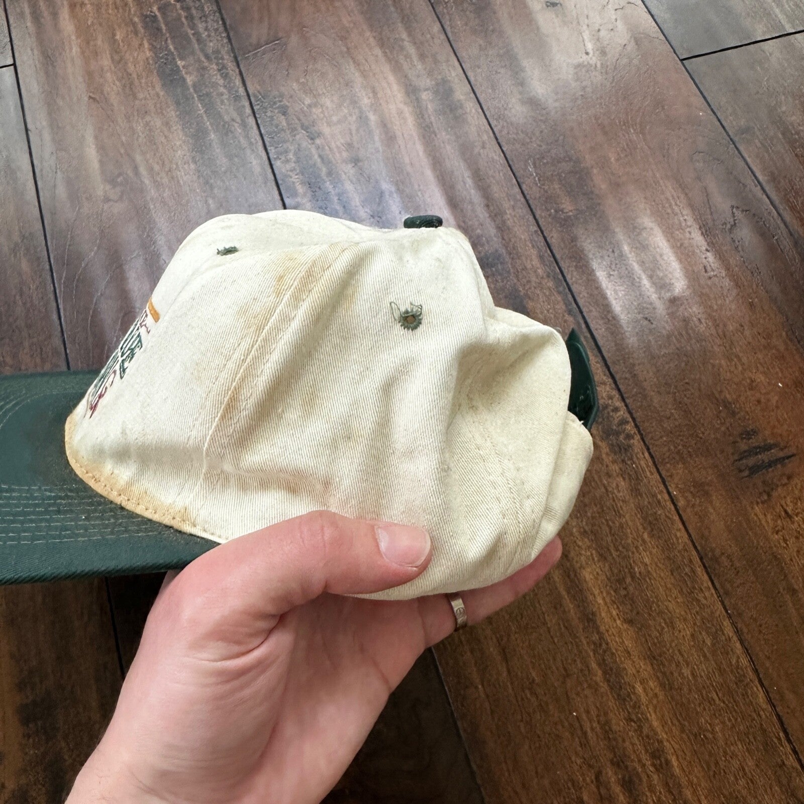 Antique Person BROKEN VTG Hat Cap Snapback Genuine Funny Humor Old Trash Hunt