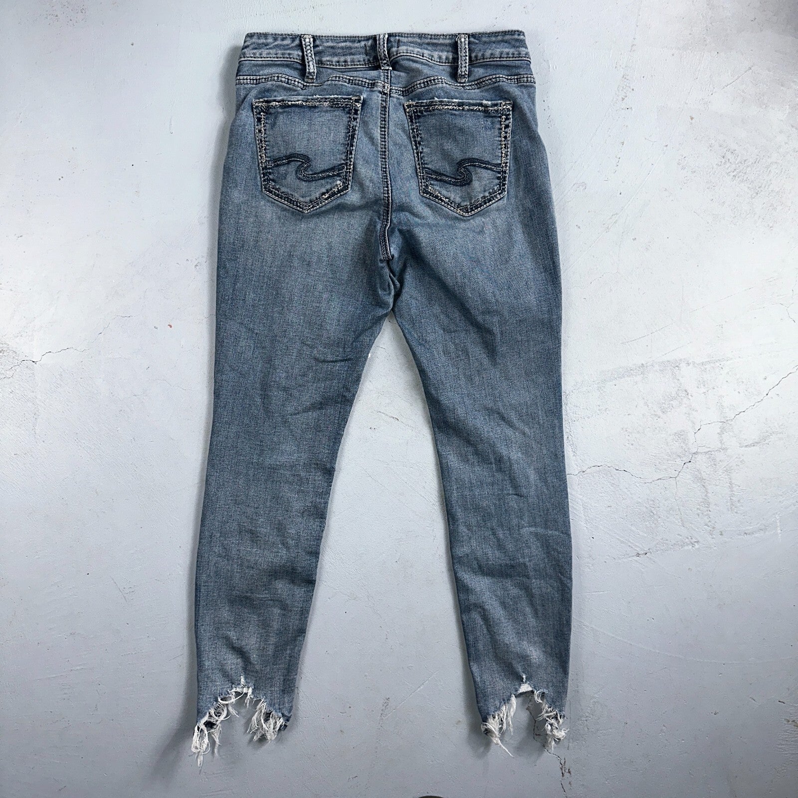 Silver Jeans Women Skinny Mid Rise Light Wash Denim Stretch Suki Pencil 32x29