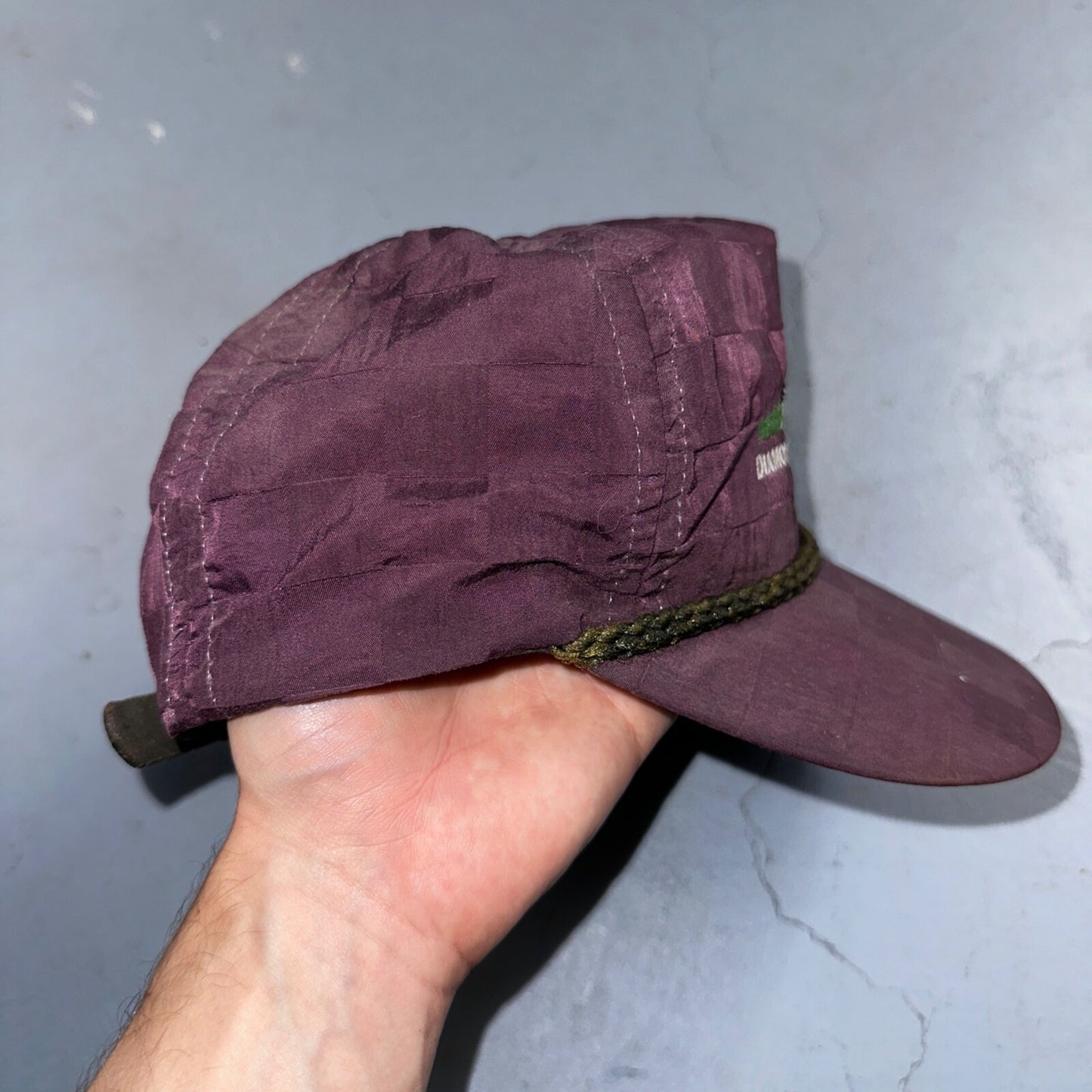 Diamond Lake Resort VTG Hat Cap Snapback Purple Checkerboard 80s Cool Oregon