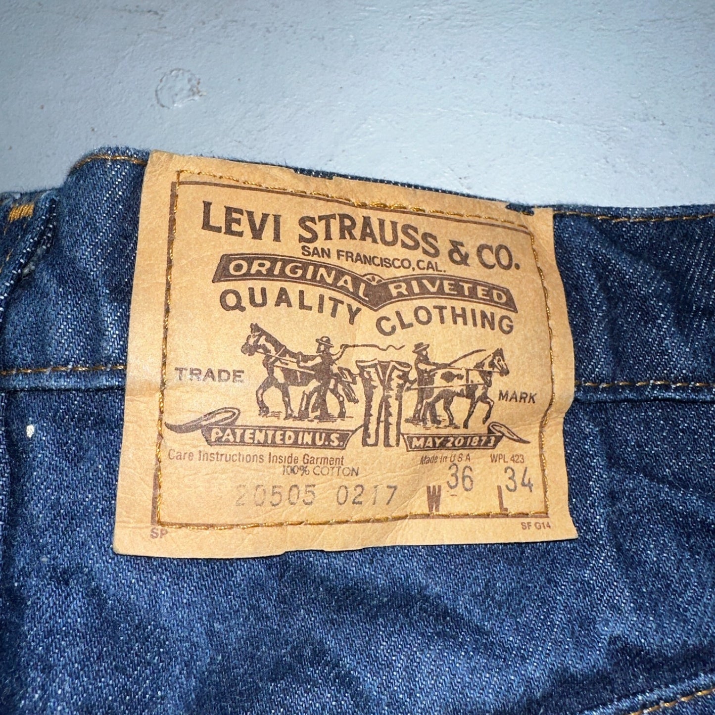 Levis 505 Vintage 80s 20505-0217 Orange Tab Dark 501 Jeans 36x34 USA 1980s