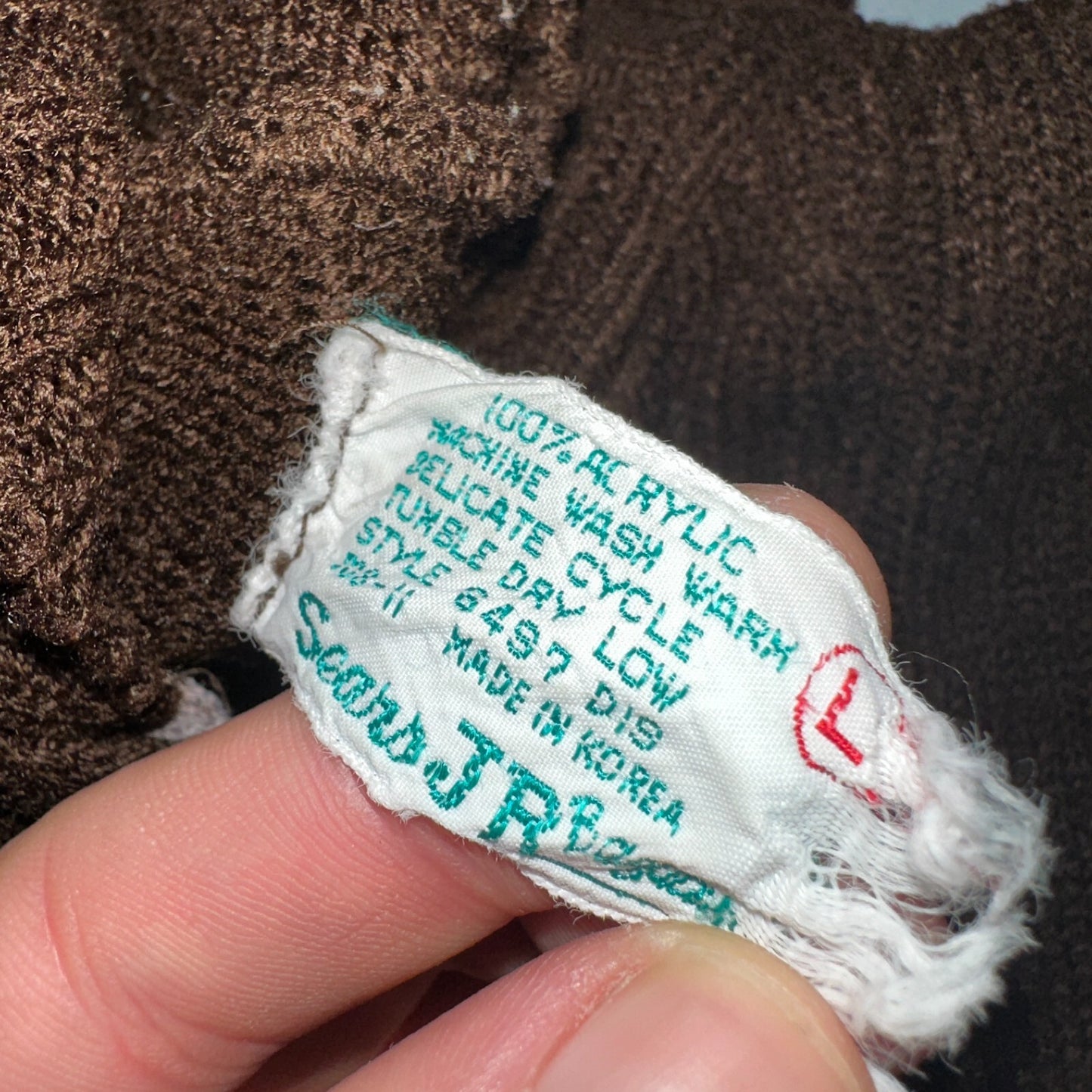 Vtg 70s Sears JR Hoodie Chunky Zip Up Sweater Brown Women's L 1970s Junior