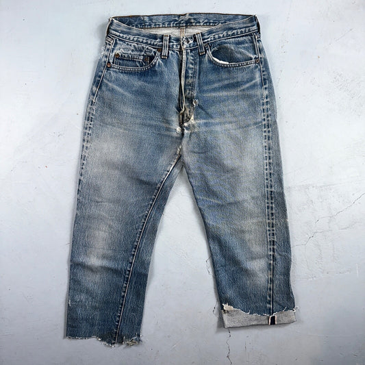 Levis 501 Vintage 80s Redline Selvedge USA XX Jeans Light Wash Capri Act 30x25