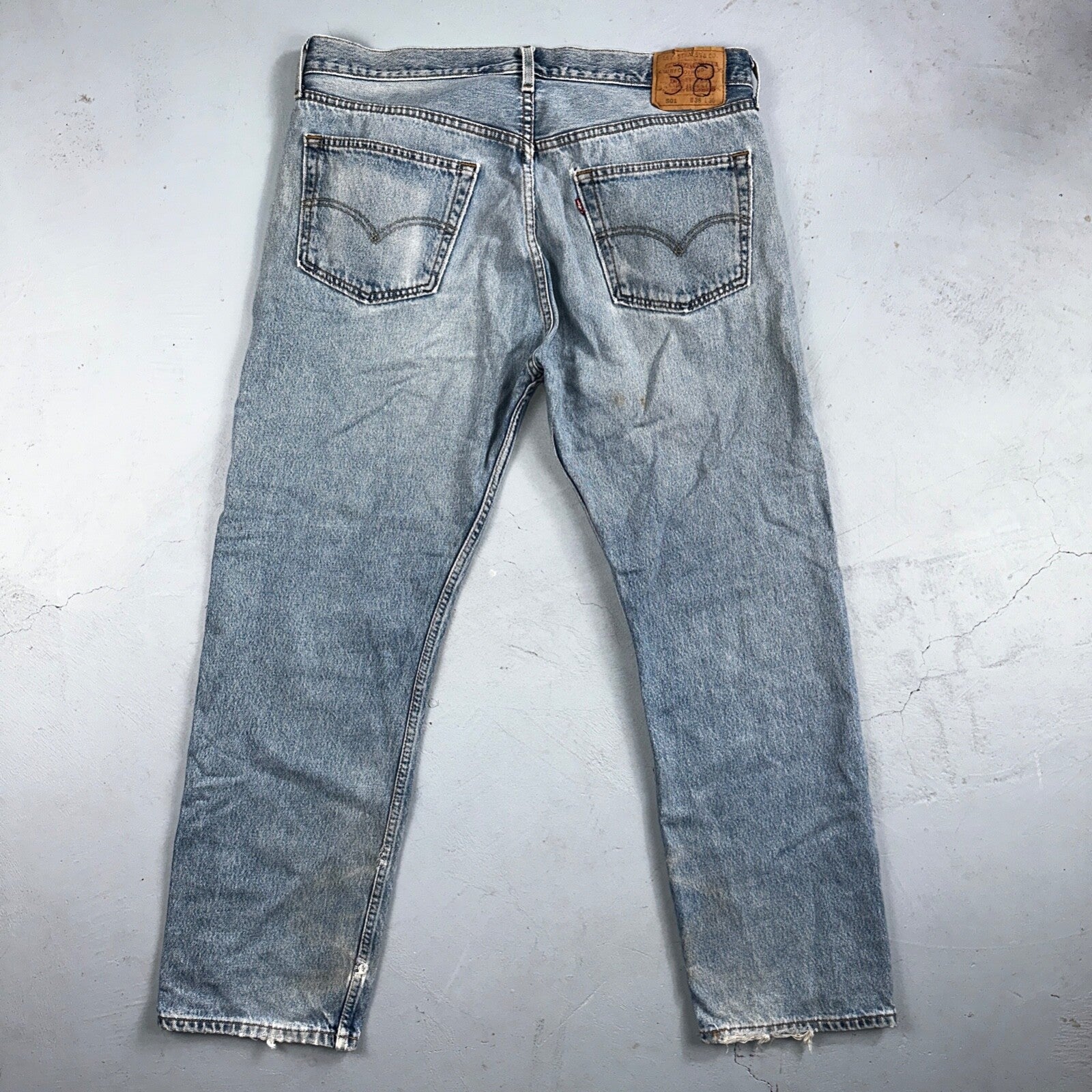 Levis 501 Vintage 90s Mexico Straight Leg Jeans 38x30 Y2K Light Wash Act 37x29