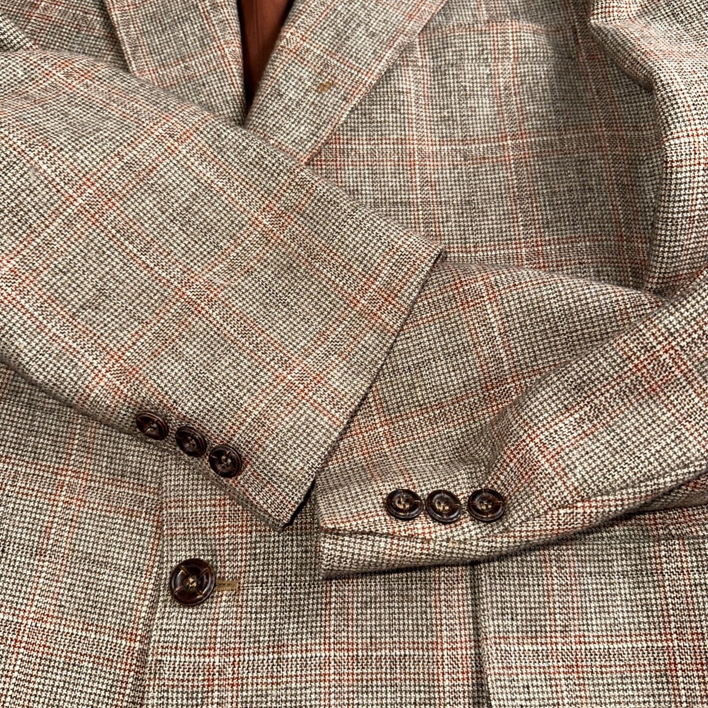 VTG Mens 3 PC Suit 42 Jacket Coat Pants Vest Plaid Rockabilly 70s 1970s Brown