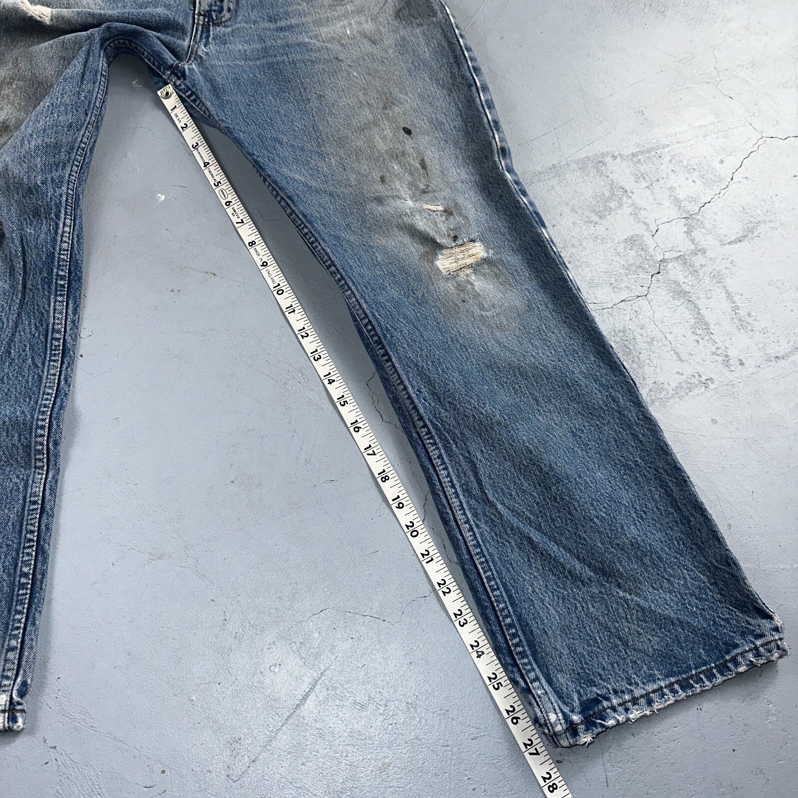 Levis 517 Vintage 80s USA Orange Tab Bootcut Flare Blue Worn Jeans Act 34x27