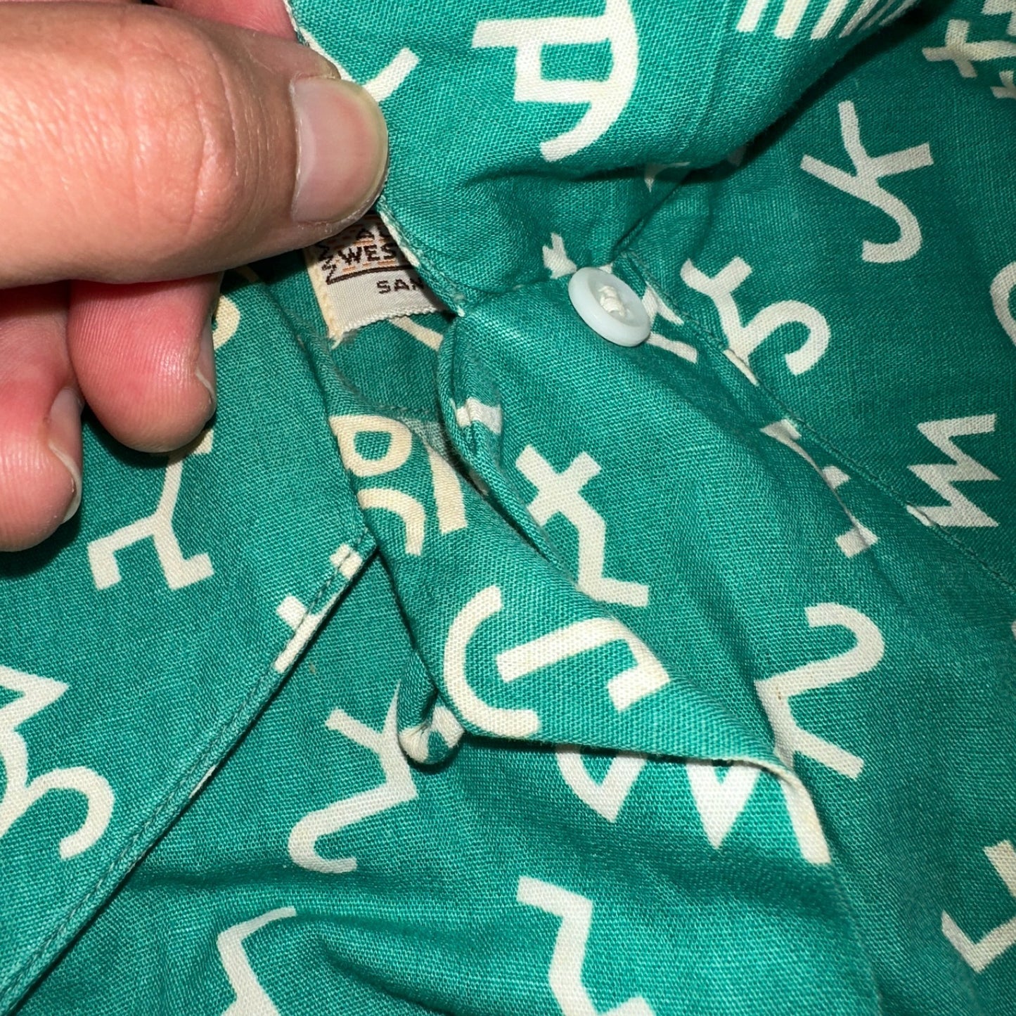 Levis 1950s Shorthorn Novelty Print Pearl Snap Sawtooth Shirt Rockabilly Western