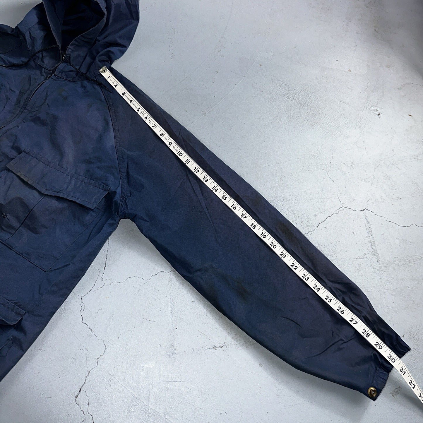 Eddie Bauer VTG Hooded Barn Jacket S Blue Cotton Chore Coat Track Hiking 90s