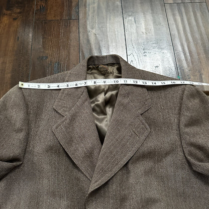 VTG 1960s Barron Anderson Herringbone Wool Overcoat USA Rockabilly 60s Lined
