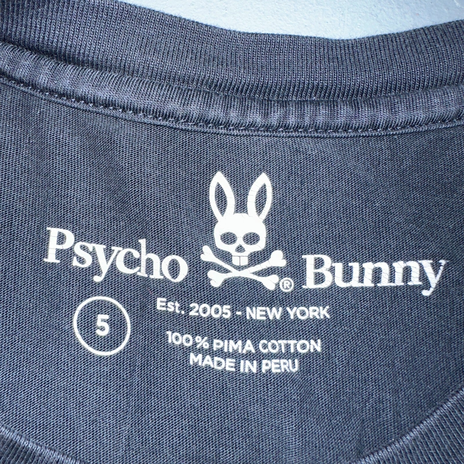 Psycho Bunny Shirt Mens 5 Black James Bunny In A Box Skull Skater Tee USED
