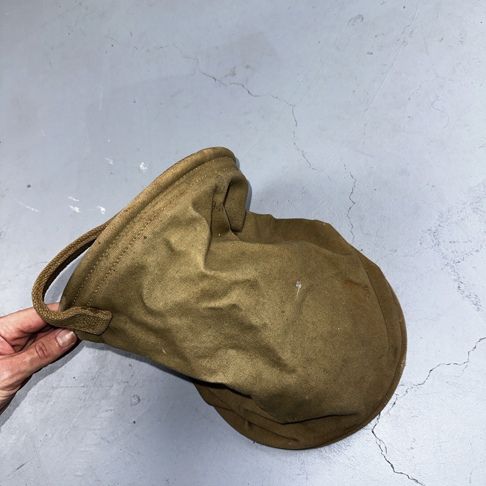 WWII US Army Cavalry Collapsable Folding Canvas Jeep Water Bucket 1943 40s Bag