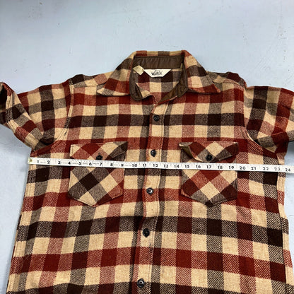 Vintage 70s Woolrich Heavy Thick Wool Plaid Brown Red Shirt Jacket XL 1970s