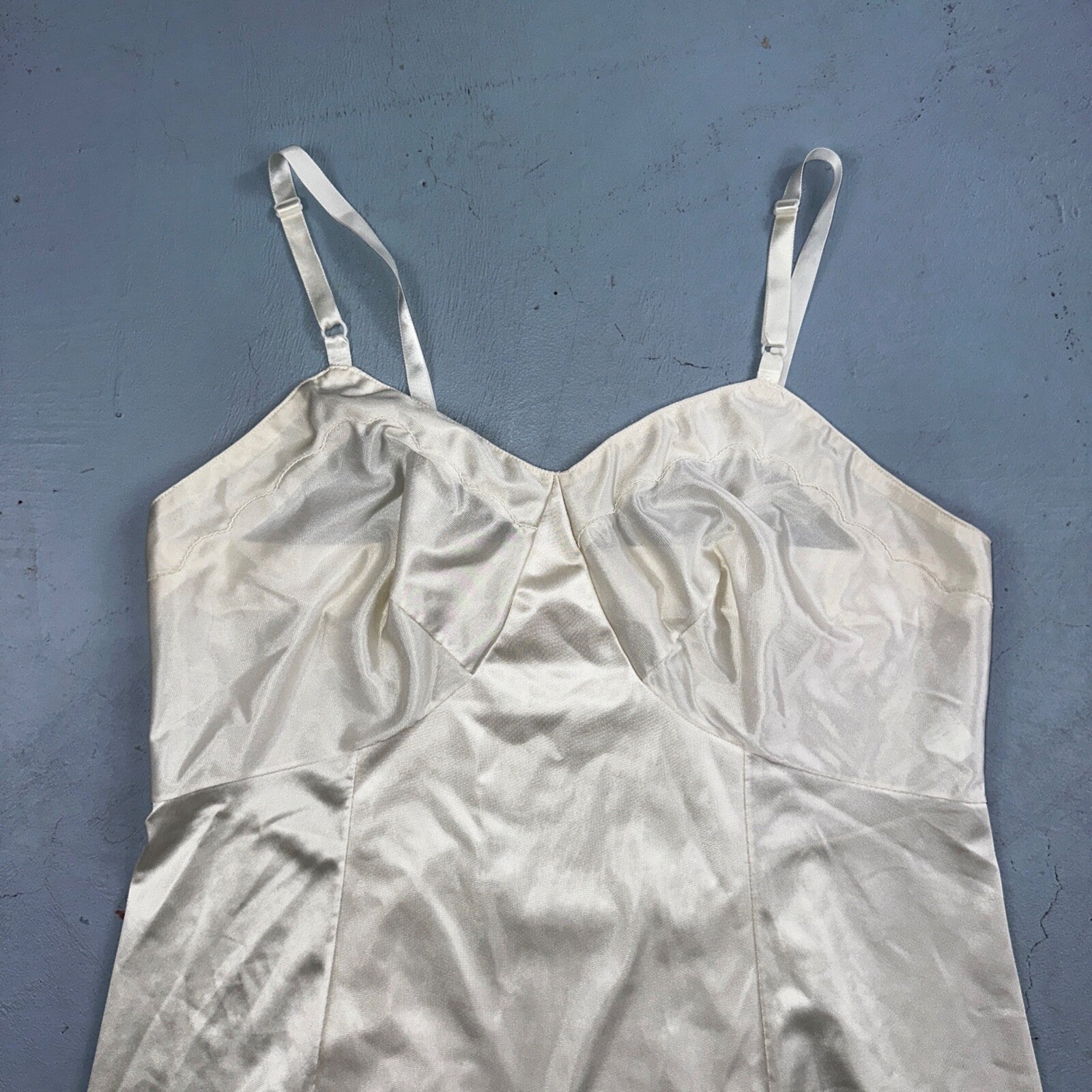 Vintage 1970s Sears Lingerie Slip Dress Sleepwear Full Sweep Nightgown Lace 70s