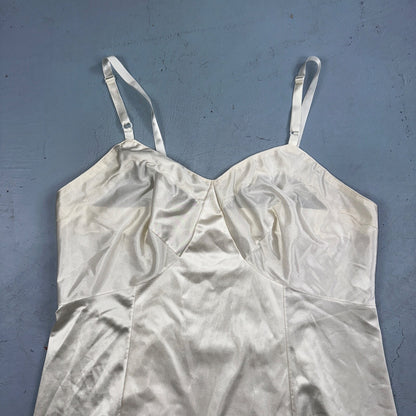 Vintage 1970s Sears Lingerie Slip Dress Sleepwear Full Sweep Nightgown Lace 70s