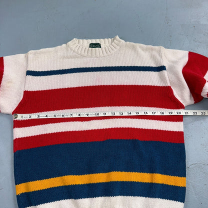 Izod VTG Sweater Mens L Striped Nautical Fisherman Yacht Club 80s 90s Geometric