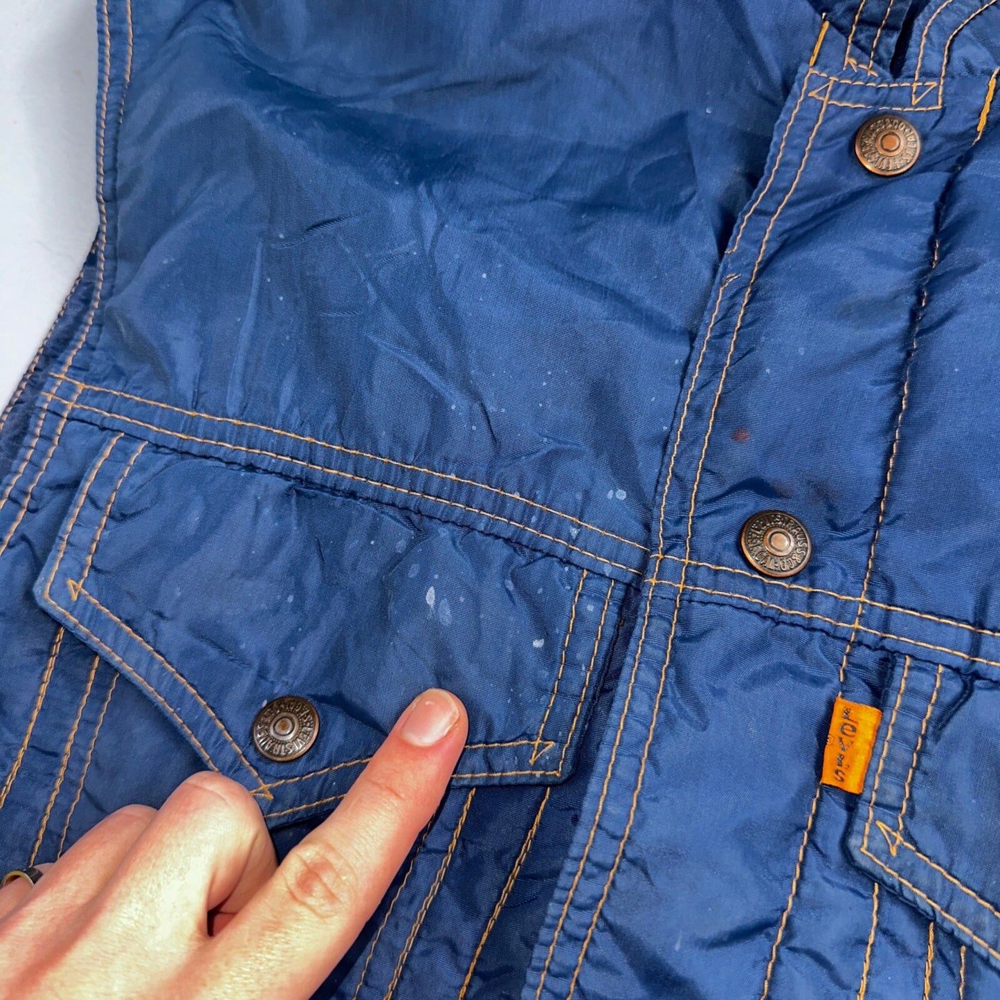 Levis VTG Vest Blue Nylon Jacket Orange Tab 1980s 80s Type 3 Warm Up Rare