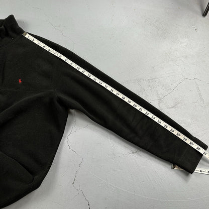 Polo Ralph Lauren Vintage 90s M Black 1/4 Zip Large Fleece Pullover Made in USA
