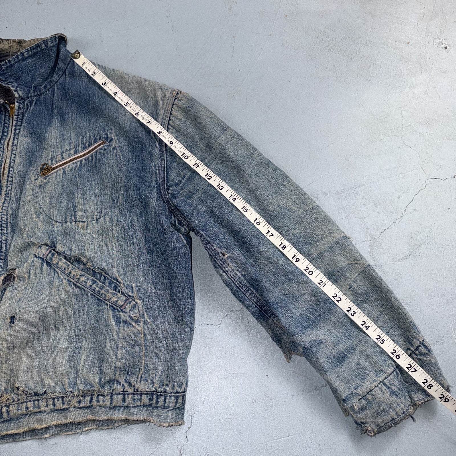 Vintage 50s 60s Hercules Blanket Lined Denim Bomber Jacket USA Coat Thrashed