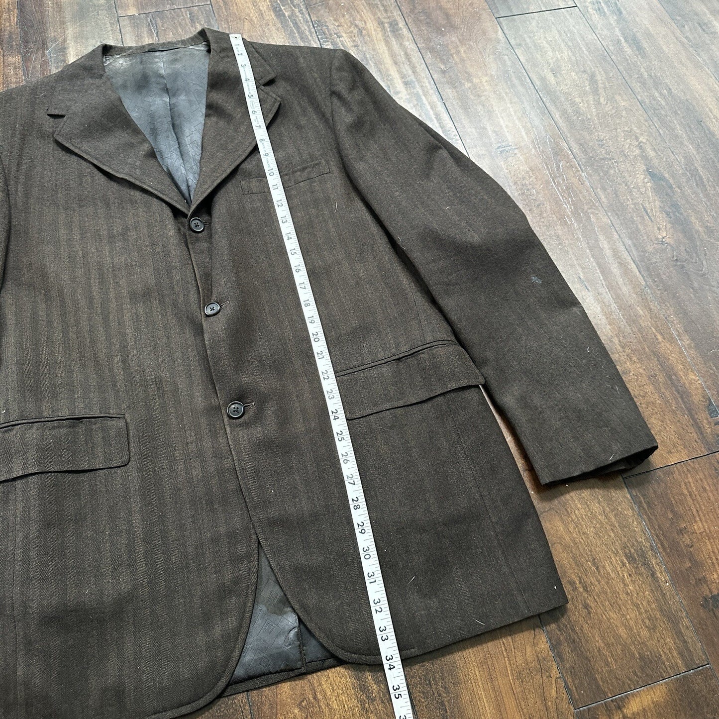 1960s 1970s Brown Striped Sport Jacket VTG Mens Suit 44 33x32 Rockabilly Wool