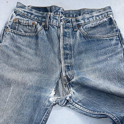 Levis 501 Vintage 90s USA XX Straight Leg Jeans 33x36 Light Wash Act 30x32