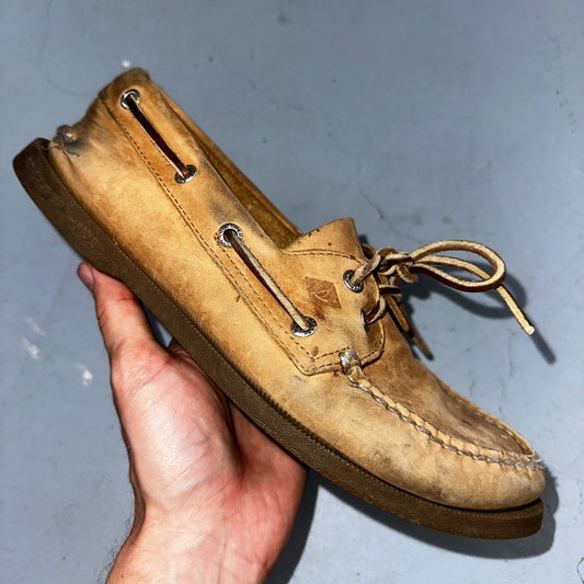Sperry Top Sider Loafer 8.5 M Sahara 2-Eye Boat Shoes Tan Leather Men