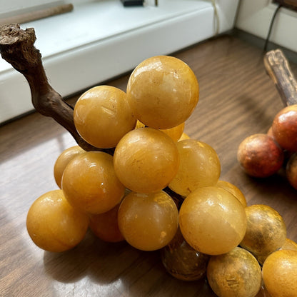 VTG Gold Lucite Acrylic Grapes Mid Century MCM Retro 1960s Cluster Yellow Set 2