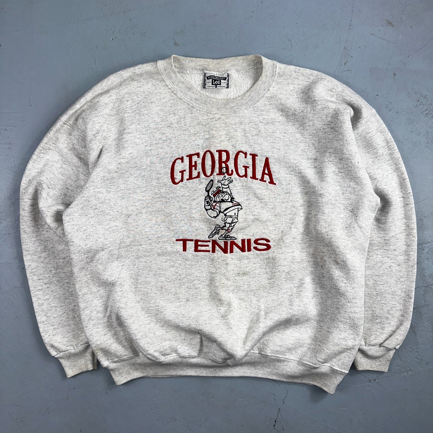 Georgia Tennis Bulldogs Sweatshirt Mens XL Lee Gray Red Pullover Cotton 90s USA