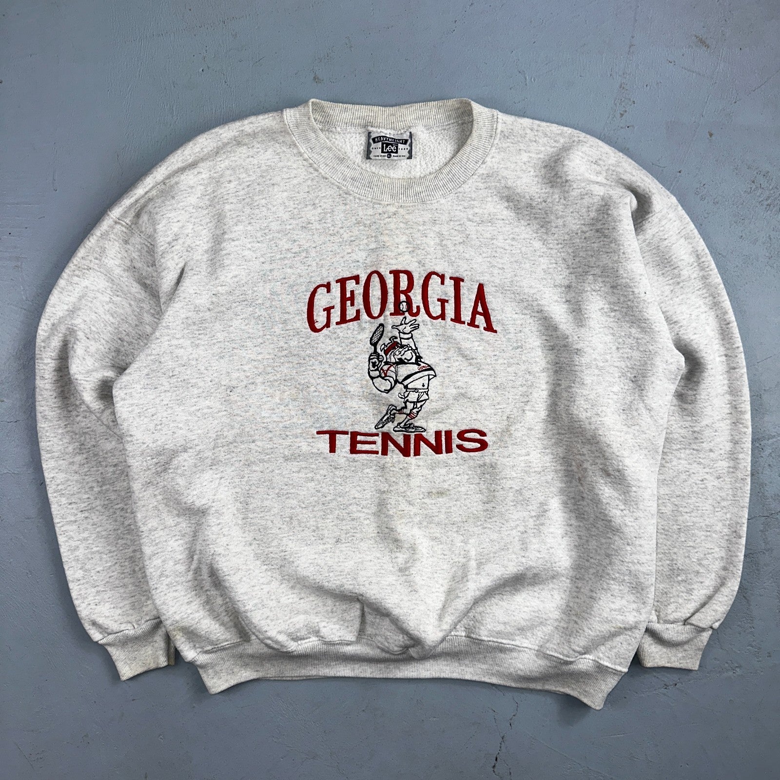 Georgia Tennis Bulldogs Sweatshirt Mens XL Lee Gray Red Pullover Cotton 90s USA