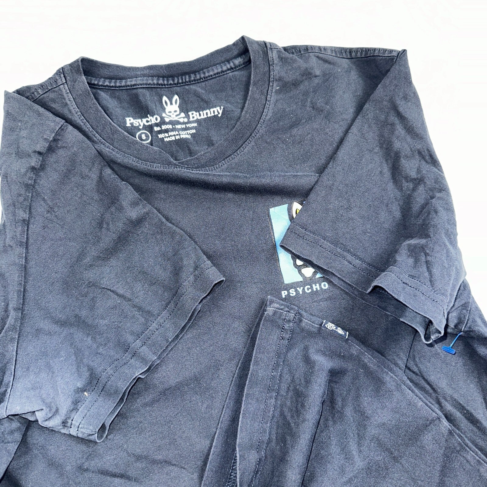 Psycho Bunny Shirt Mens 5 Black James Bunny In A Box Skull Skater Tee USED