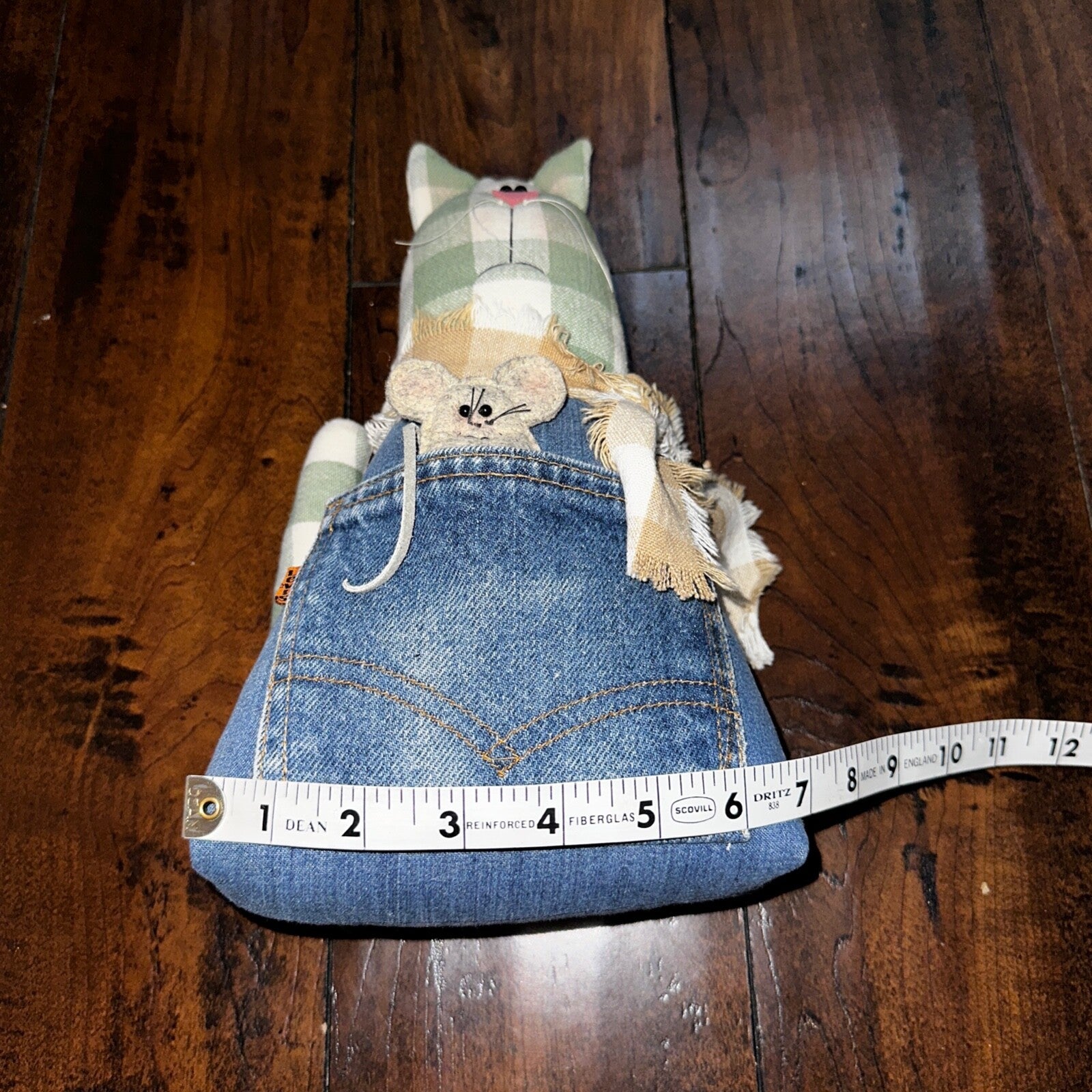 VTG Levis Plush Stuffed Animal Handmade USA Orange Tab Halloween Cat Decor