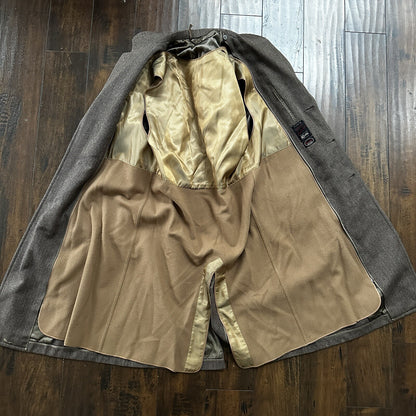 VTG 1960s Barron Anderson Herringbone Wool Overcoat USA Rockabilly 60s Lined