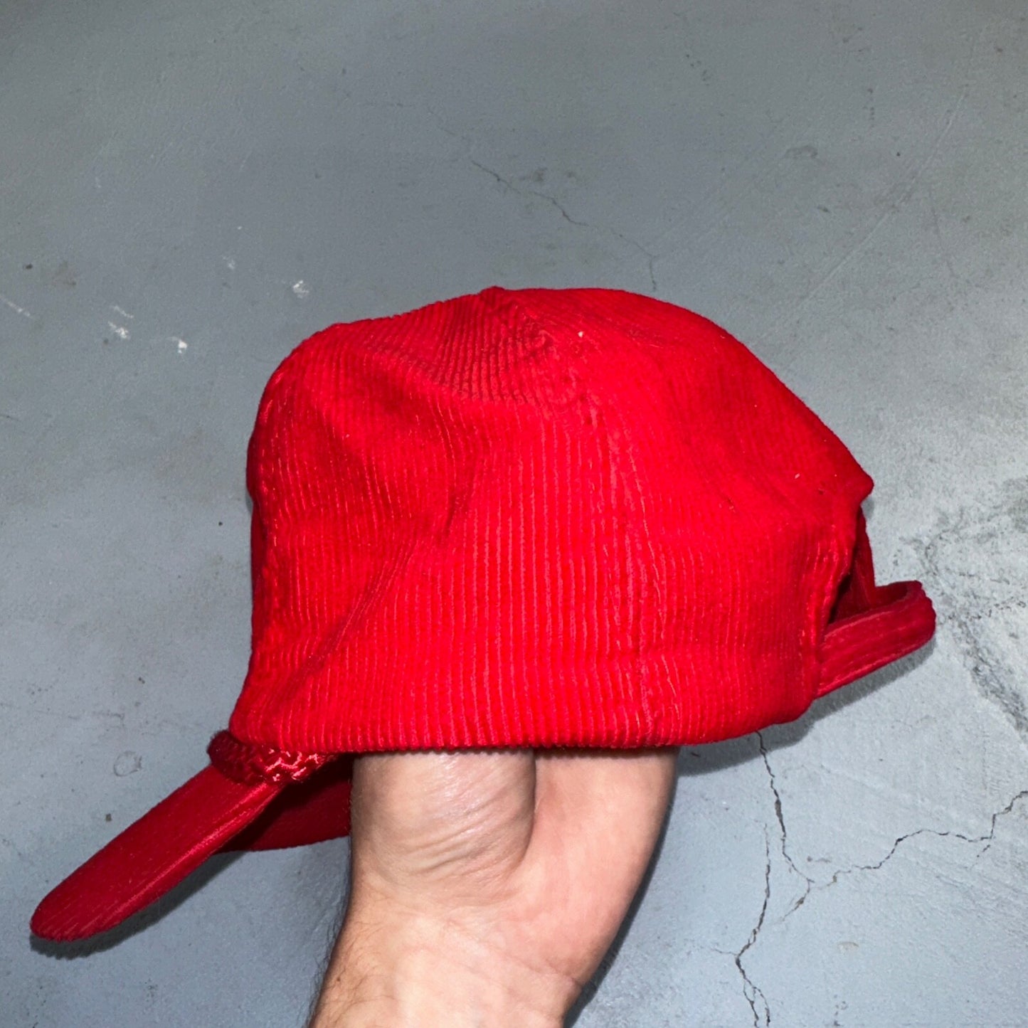 Power Rents Corduroy VTG Hat Cap Snapback Oregon Portland Red Calhead Trucker