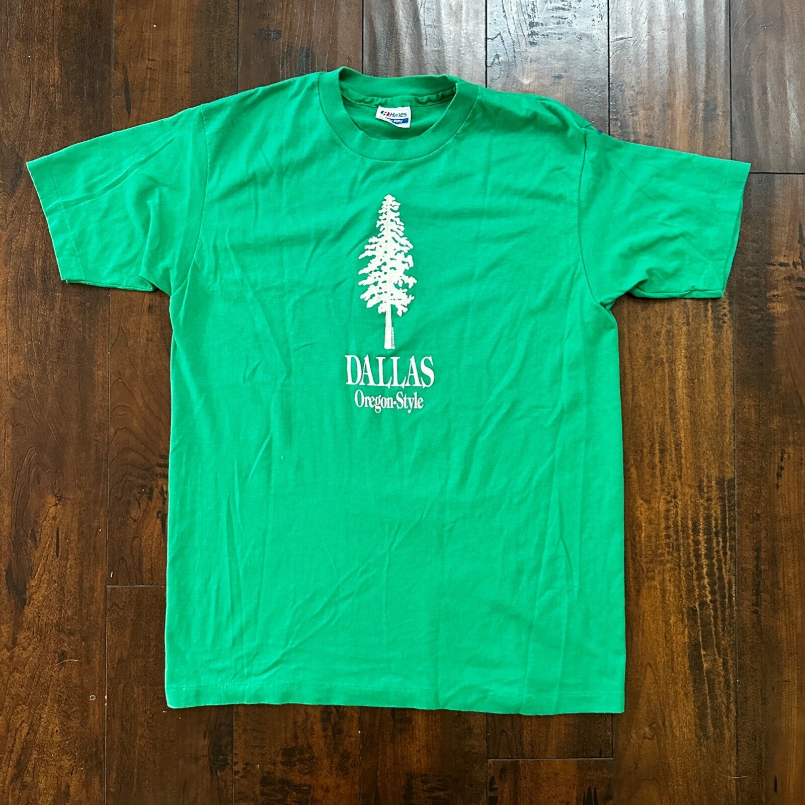 Dallas Oregon Vintage T Shirt Green Lucky Style 80s Hanes USA PDX Portland