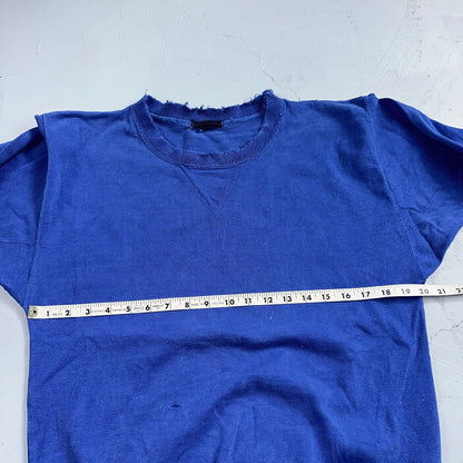 1970s VTG Blue Single V Sport Blank Sweatshirt USA Crewneck Basic 70s Jumper