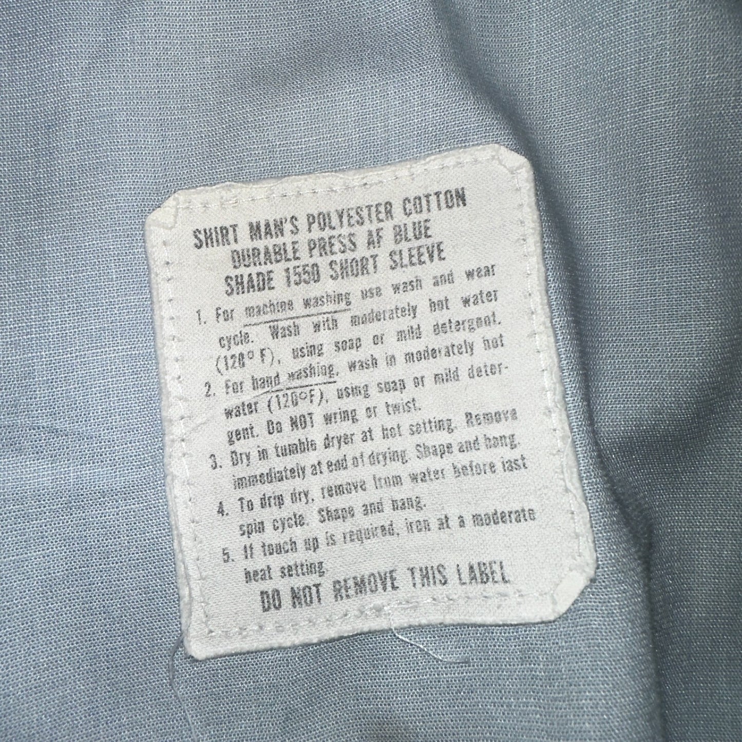 1973 US Army Vietnam War Men Blue Button Long Sleeve Shirt 16 DSA-100 1970s 70s