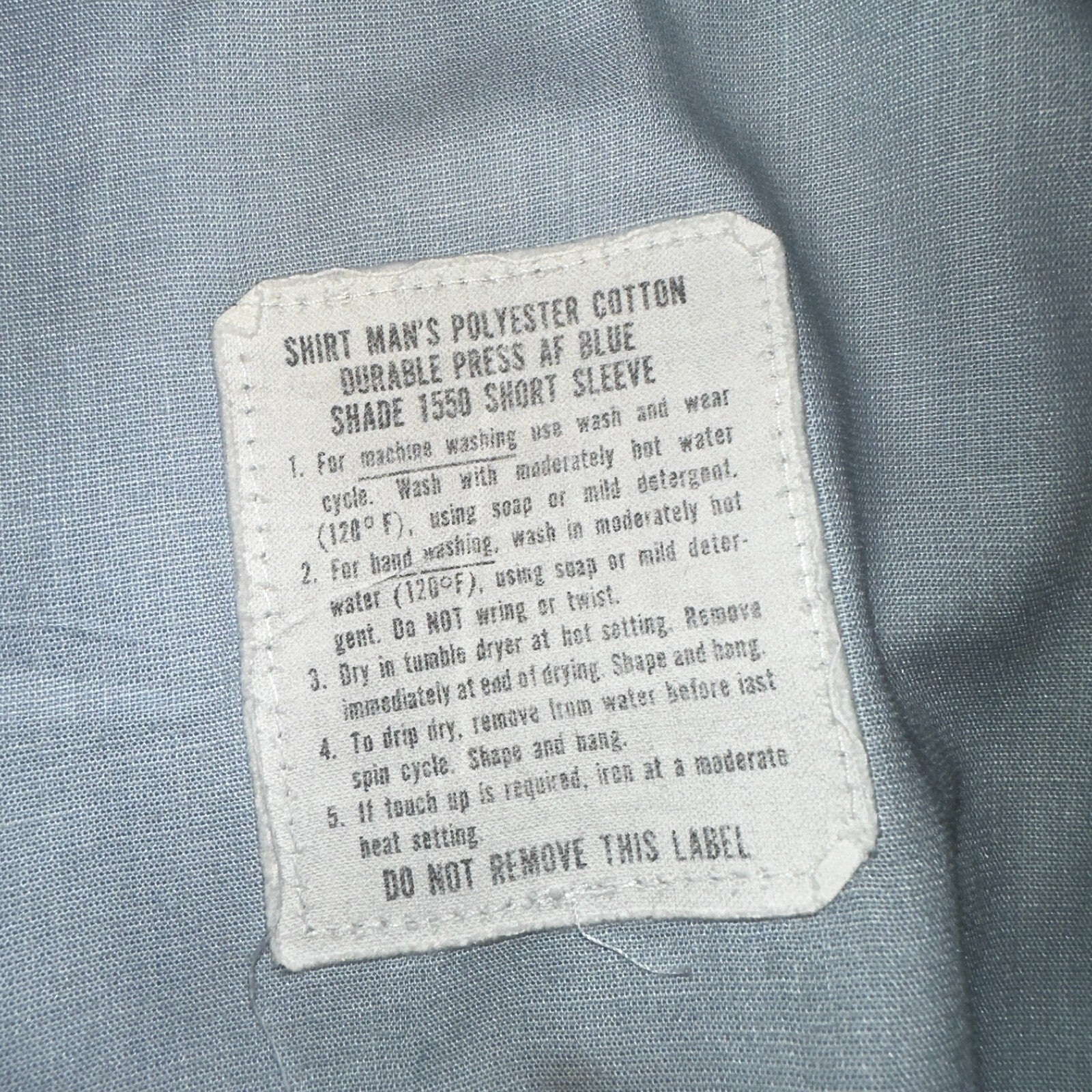 1973 US Army Vietnam War Men Blue Button Long Sleeve Shirt 16 DSA-100 1970s 70s